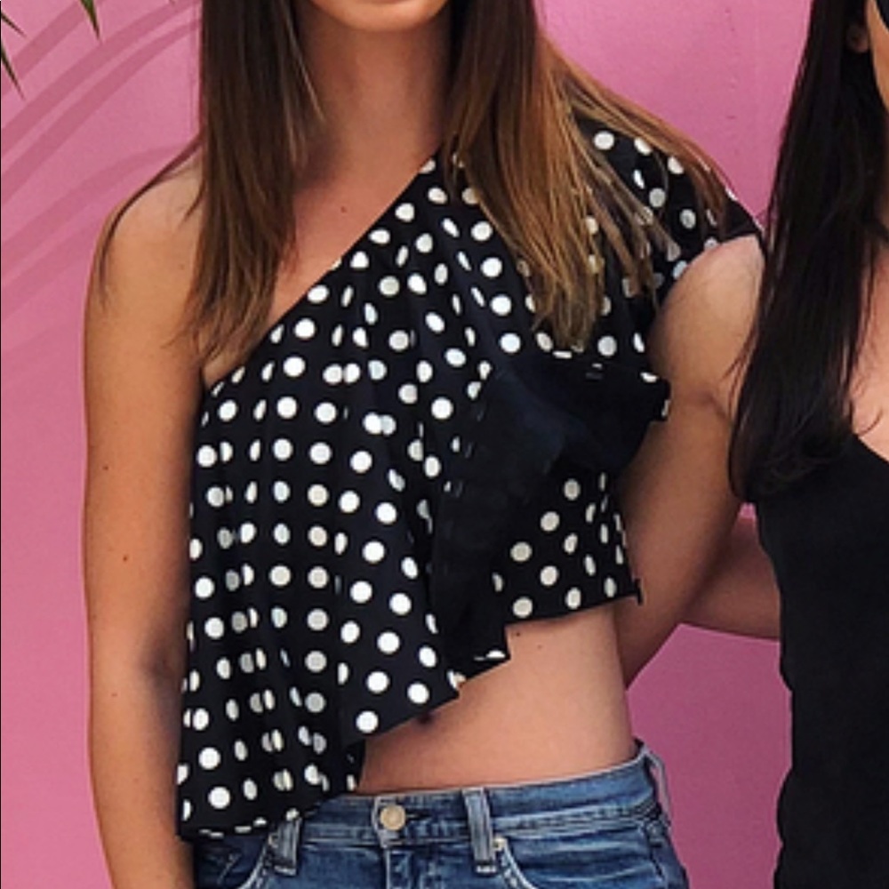 Viva Aviva polka dot one shoulder from Intermix